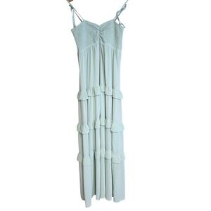 Maxi Dress Womens Small Seafoam Sage Green Tiered Smocked sleeveless, GUC
